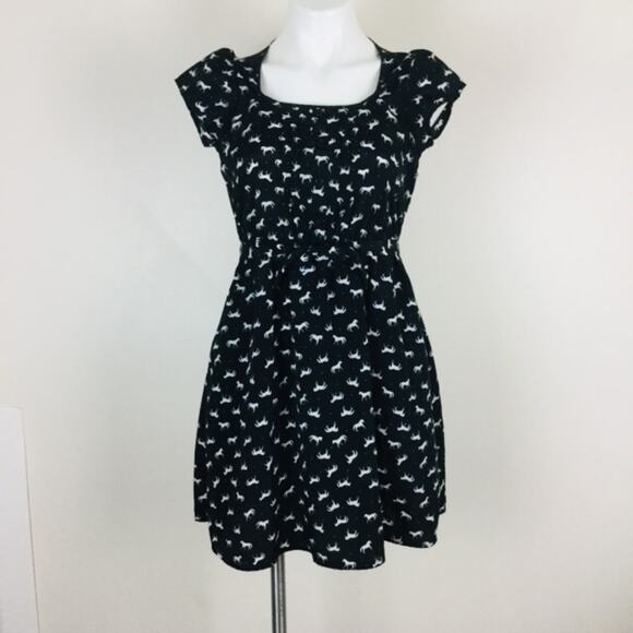 🚨SALE🚨Xhilaration Black mini Dress White Horses Pattern Small 3/$10 4/$12 5/$1 - Picture 2 of 9